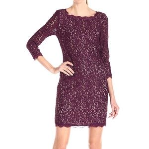 Adrianna Papell scalloped lace sheath dress